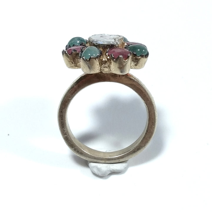 ETHNIC RING in 925 gold-plated silver Diamond Ruby, Emerald | ETHNIC JEWELRY