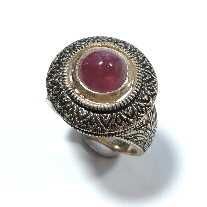 ANELLO ETNICO in argento 925 dorato ANELLO artigianale Granato | GIOIELLI ETNICI