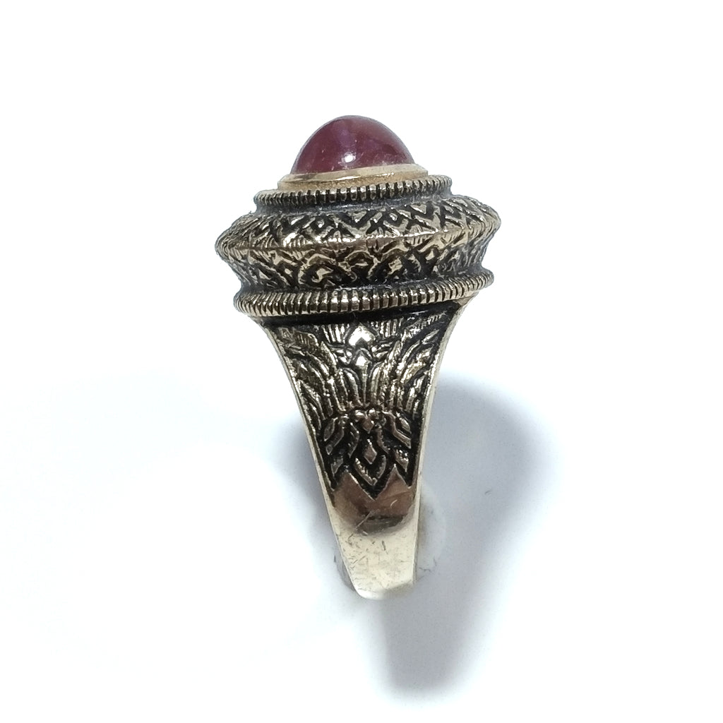 ETHNIC RING in 925 gold-plated silver handcrafted Garnet RING | ETHNIC JEWELRY