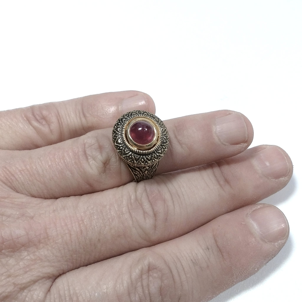 ANELLO ETNICO in argento 925 dorato ANELLO artigianale Granato | GIOIELLI ETNICI