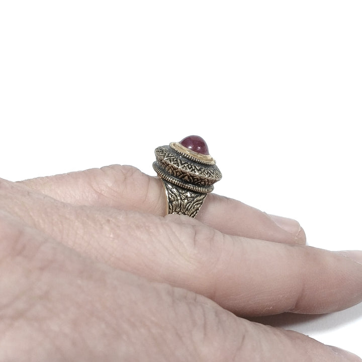 ANELLO ETNICO in argento 925 dorato ANELLO artigianale Granato | GIOIELLI ETNICI