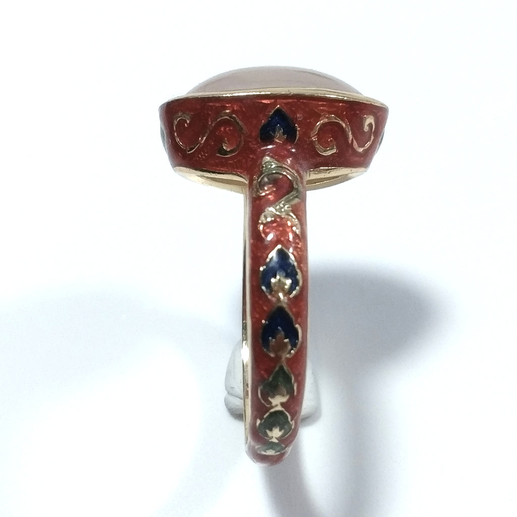 ANELLO ETNICO in argento 925 dorato ANELLO artigianale Quarzo rosa | GIOIELLI ETNICI