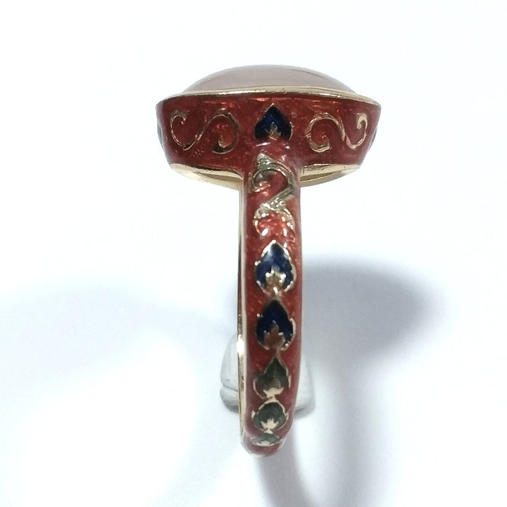 ANELLO ETNICO in argento 925 dorato ANELLO artigianale Quarzo rosa | GIOIELLI ETNICI