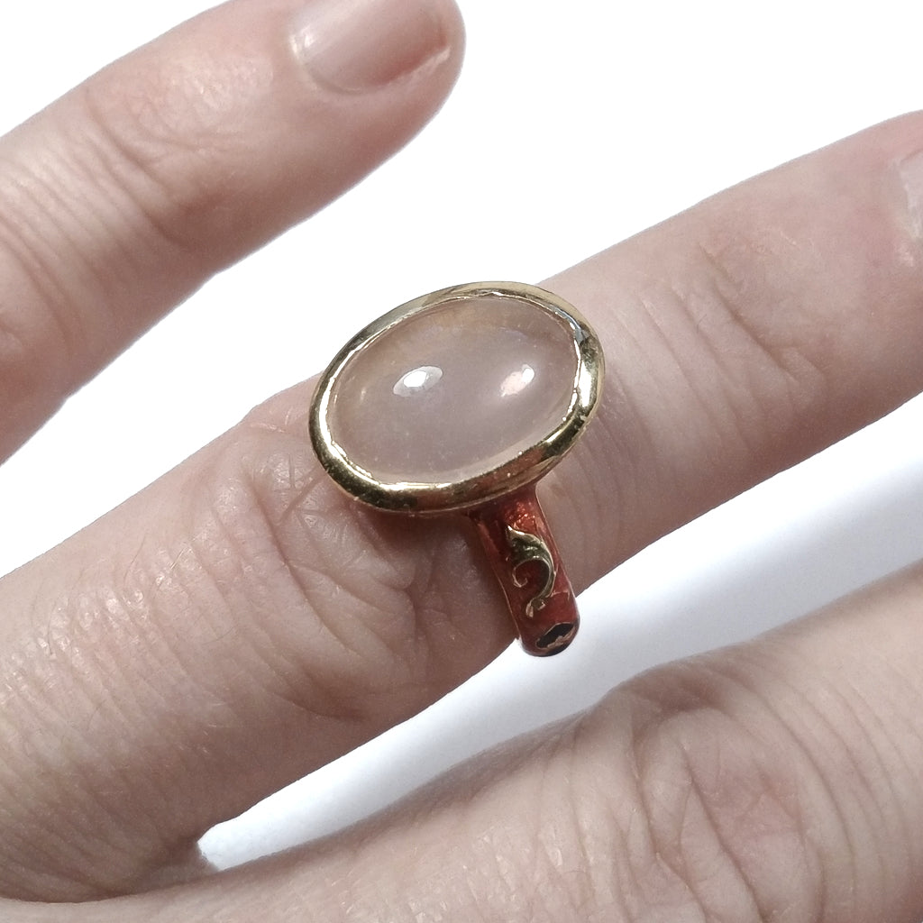 ANELLO ETNICO in argento 925 dorato ANELLO artigianale Quarzo rosa | GIOIELLI ETNICI