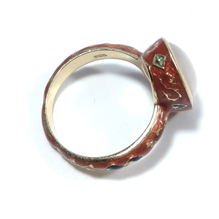 ANELLO ETNICO in argento 925 dorato ANELLO artigianale Quarzo rosa | GIOIELLI ETNICI