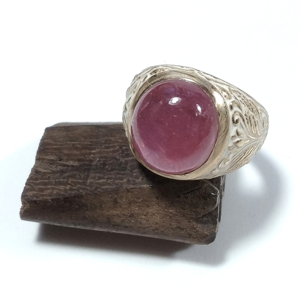 ANELLO ETNICO in argento 925 dorato ANELLO artigianale Tormalina rosa | GIOIELLI ETNICI