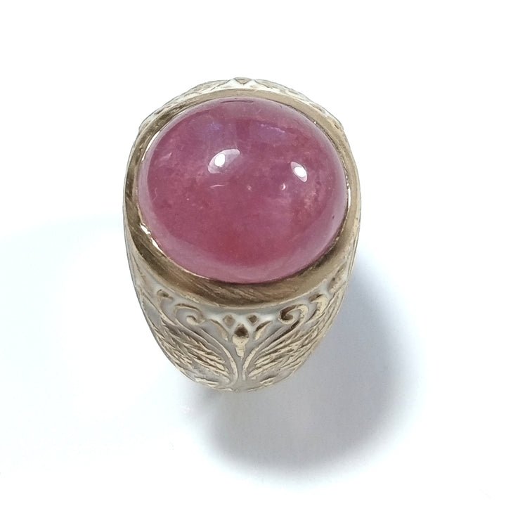 ANELLO ETNICO in argento 925 dorato ANELLO artigianale Tormalina rosa | GIOIELLI ETNICI