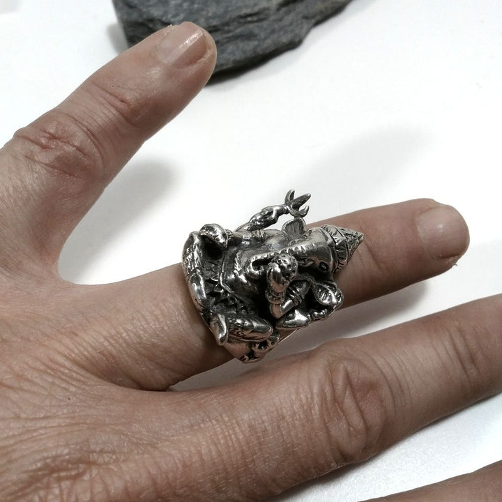 ANELLO ETNICO in argento 925 con GANESH | GIOIELLI ETNICI
