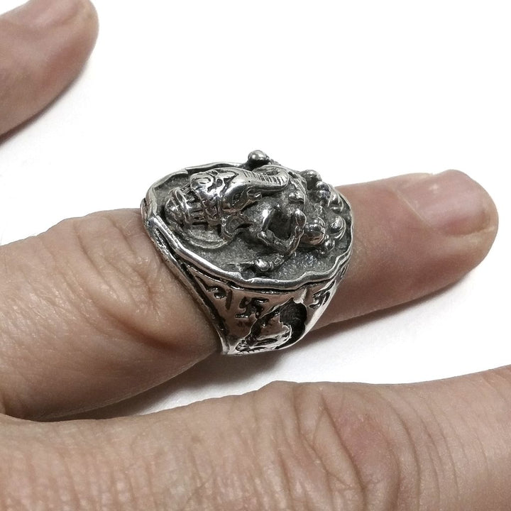 ANELLO ETNICO in argento 925 con GANESH