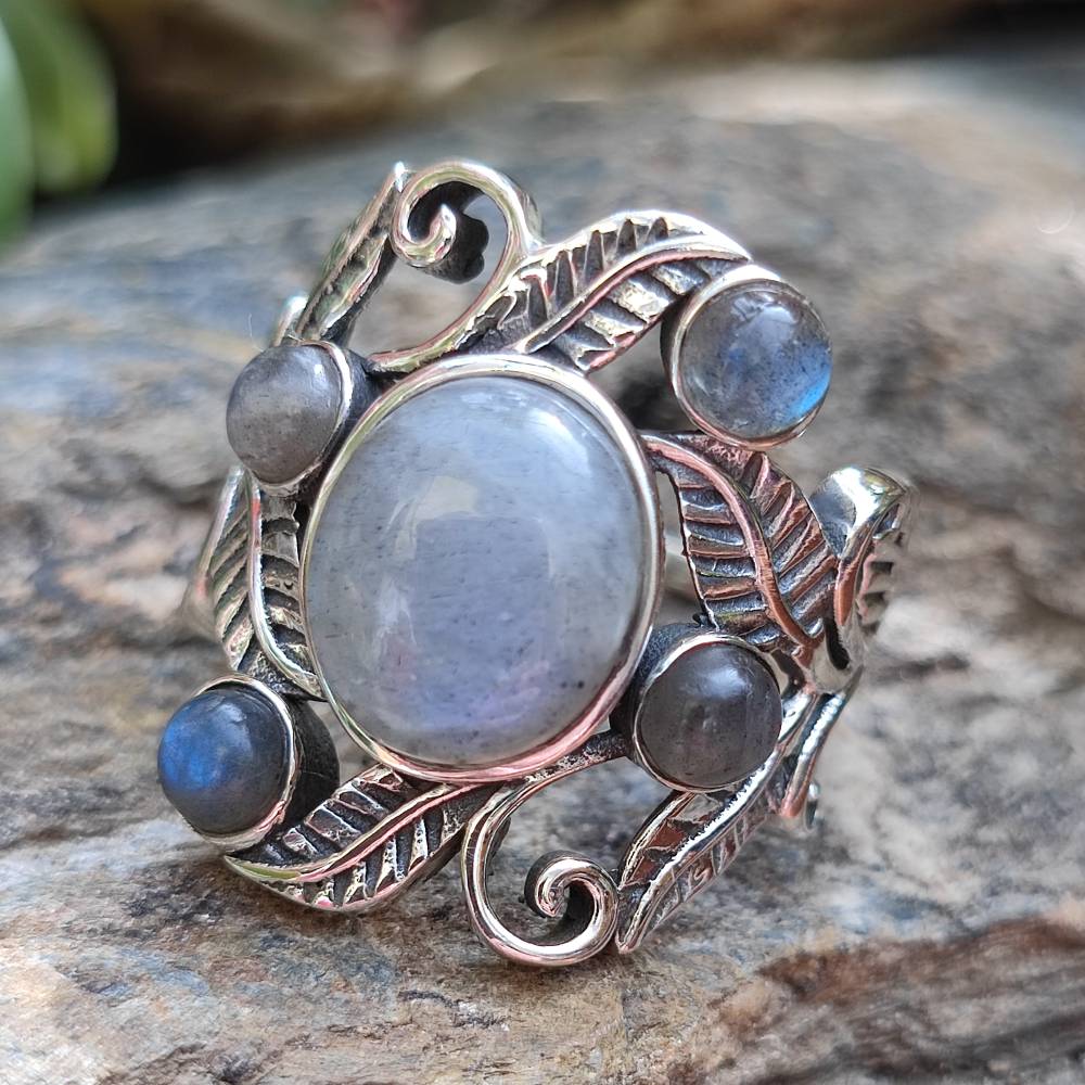 ANELLO HEMADRI in argento 925 con  pietra di luna