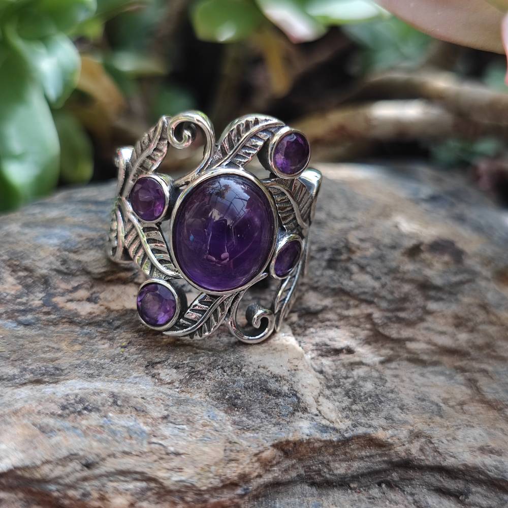 ANELLO HEMADRI in argento 925 con pietre ametista