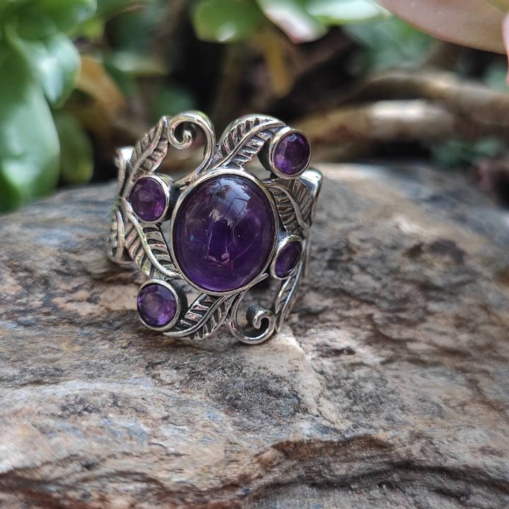 ANELLO HEMADRI in argento 925 con pietre ametista