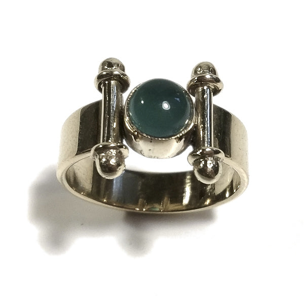 ANELLO etnico in ottone con pietra - KUNDAAN