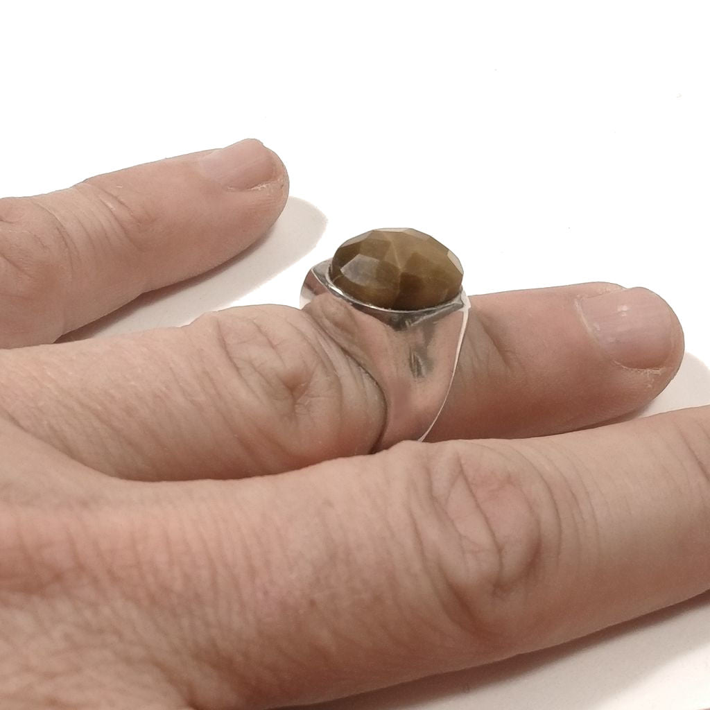 Ring with 925 silver stone with Tiger's Eye | SILVER JEWELRY