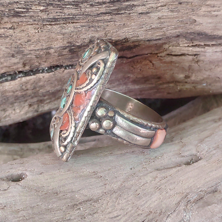 ANELLO ETNICO artigianale schegge Turchese - AAMAN