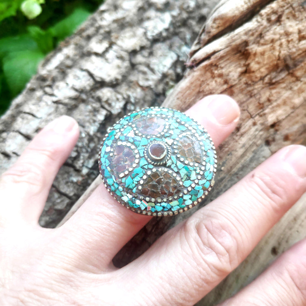 ANELLO ETNICO artigianale schegge Turchese - SHANTAE