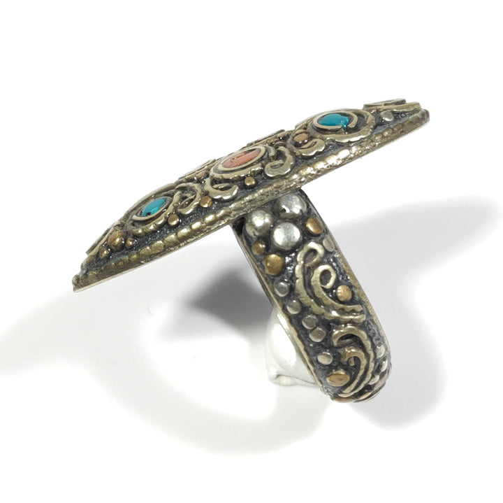 ANELLO ETNICO artigianale schegge Turchese - AAMAN
