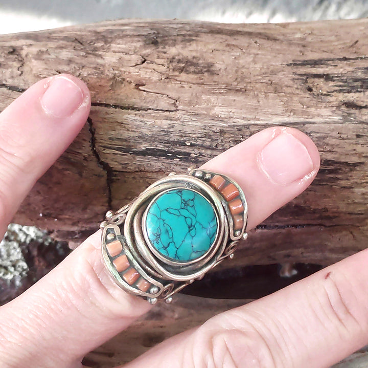 ETHNIC RING handcrafted RING Bamboo coral - SHAKEEL