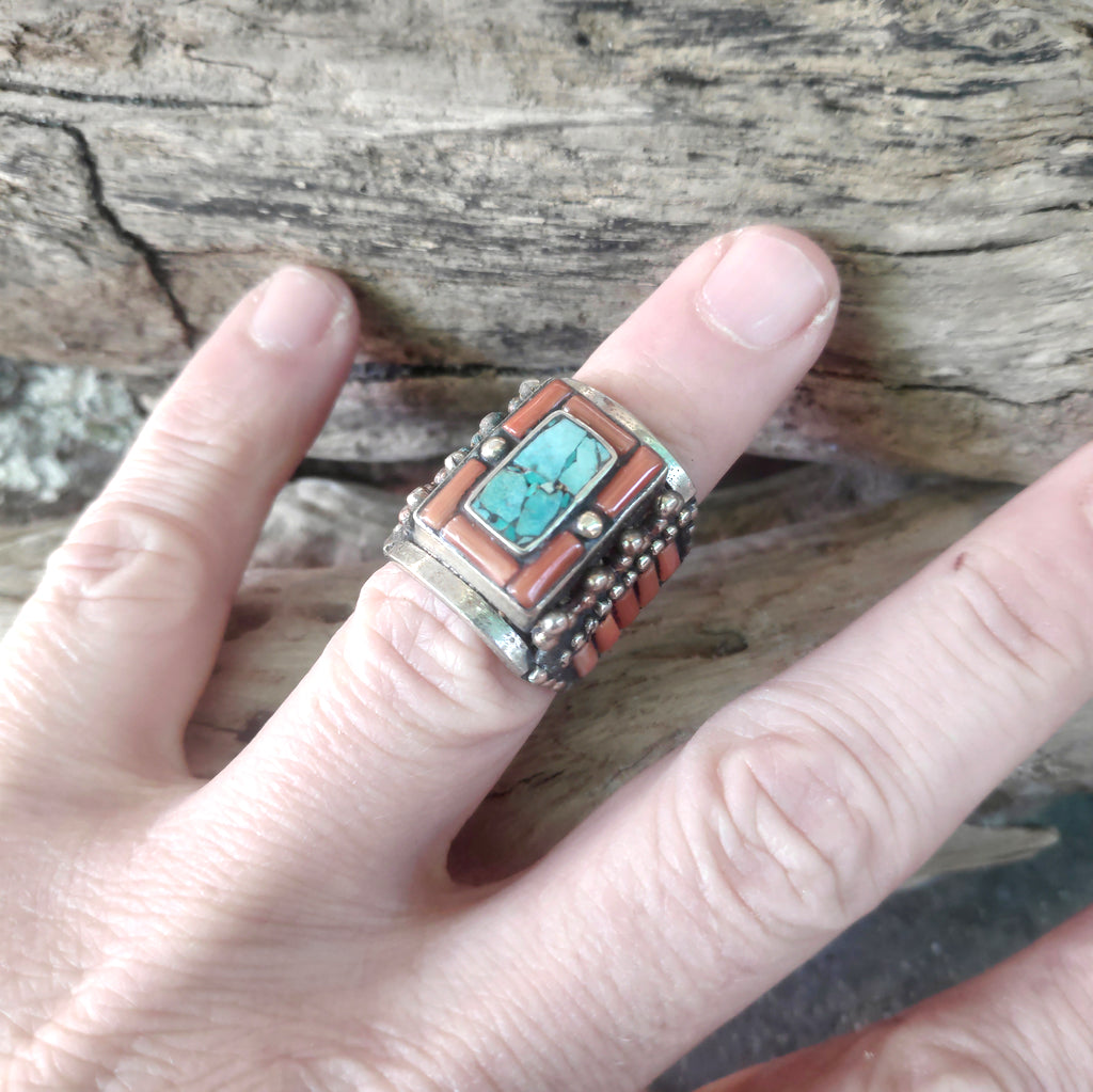 ETHNIC RING handcrafted RING Bamboo coral - ANSHU