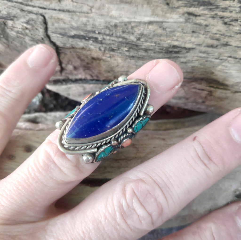ANELLO ETNICO artigianale Lapislazzuli - NAGARHOLE