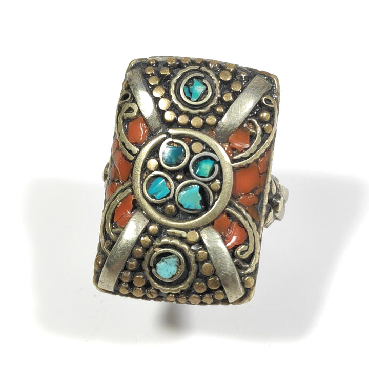 ANELLO ETNICO artigianale schegge Turchese - AAMAN