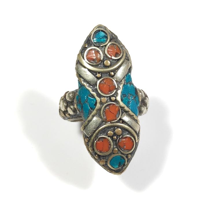 ANELLO ETNICO artigianale schegge Turchese - AAMAN