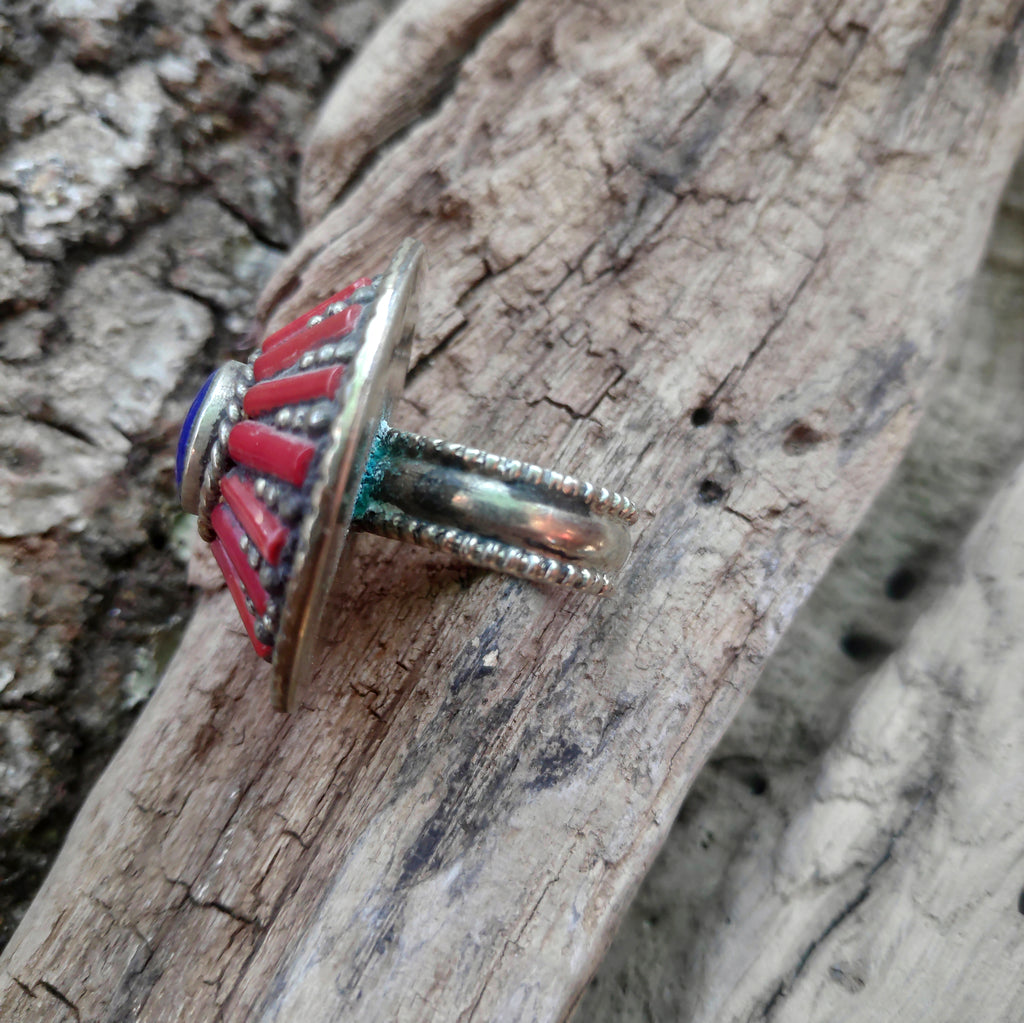 Anello etnico tibetano con pietre - NAWALGHAR