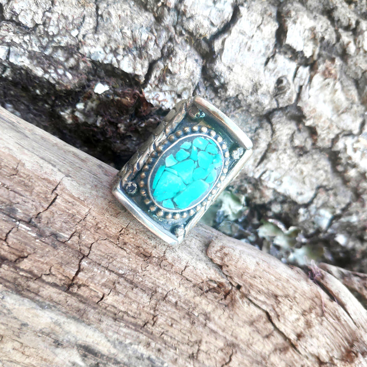 ETHNIC RING handcrafted Turquoise splinters - NARJAN