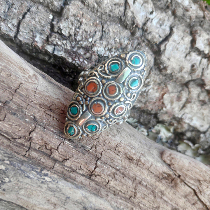 ANELLO ETNICO artigianale schegge Turchese - AAMAN