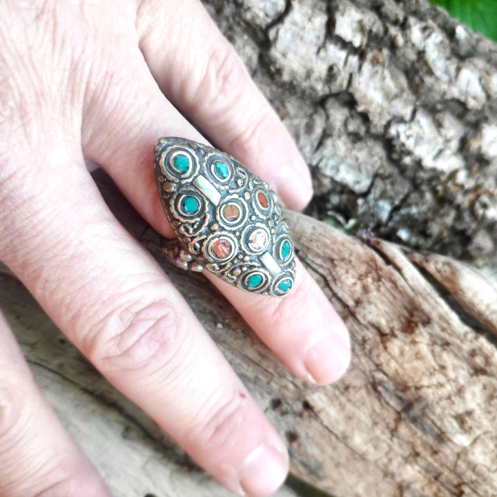 ANELLO ETNICO artigianale schegge Turchese - AAMAN