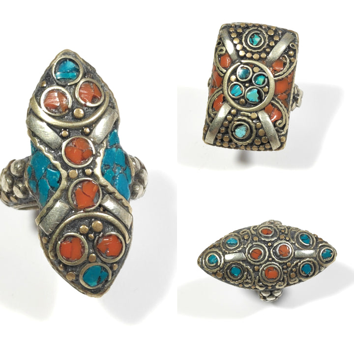 ANELLO ETNICO artigianale schegge Turchese - AAMAN
