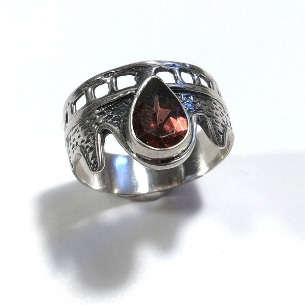 Anello a fascia con pietra in argento 925 - OHAS