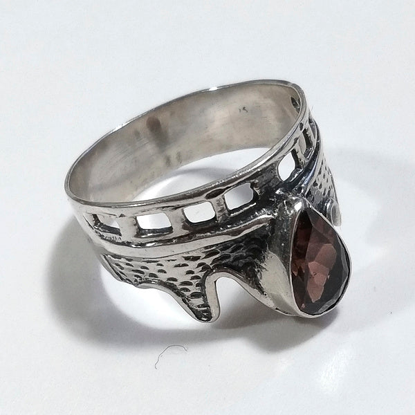Anello a fascia con pietra in argento 925 - OHAS