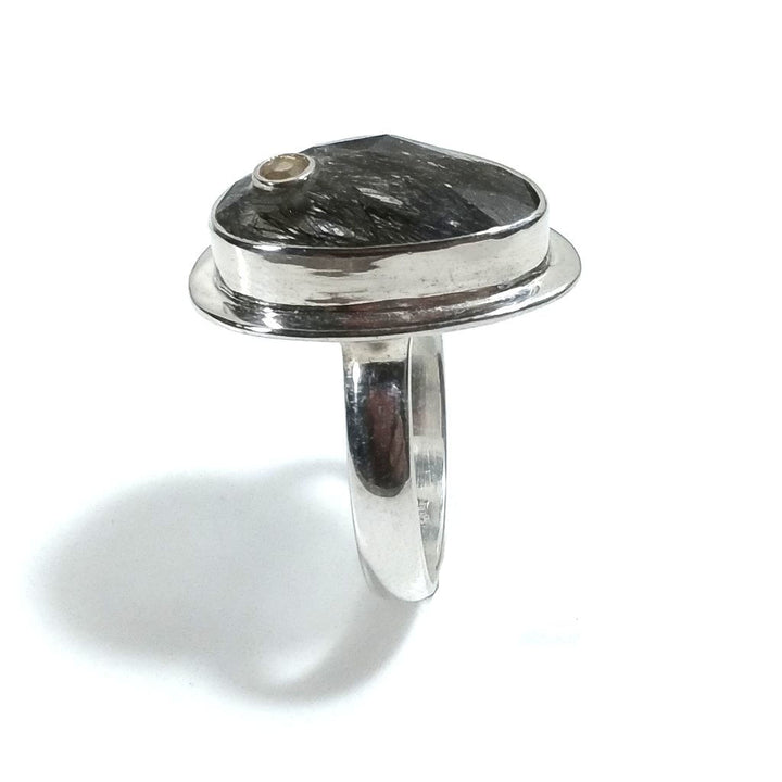 ANELLO artigianale in argento 925 con Quarzo rutilato | Gioielli contemporanei