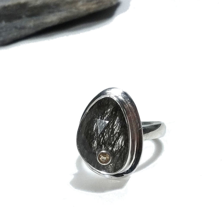 ANELLO artigianale in argento 925 con Quarzo rutilato | Gioielli contemporanei