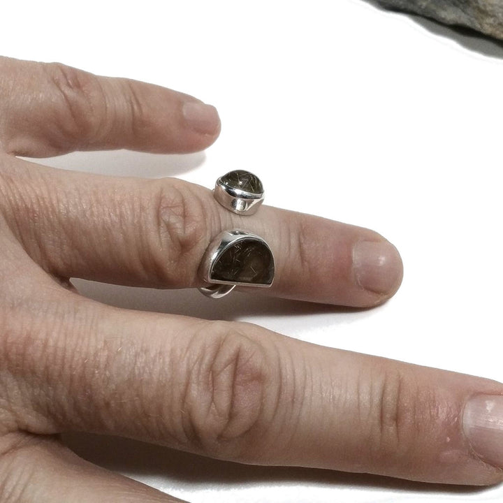 Handcrafted RING in 925 silver with rutilated quartz
