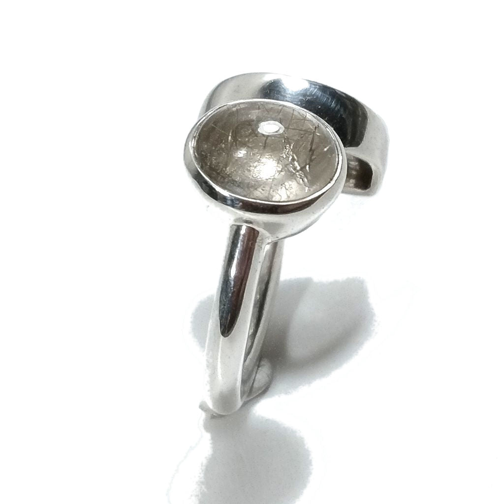 Handcrafted RING in 925 silver with rutilated quartz