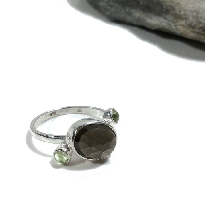 ANELLO artigianale in argento 925 con pietra - LUCY