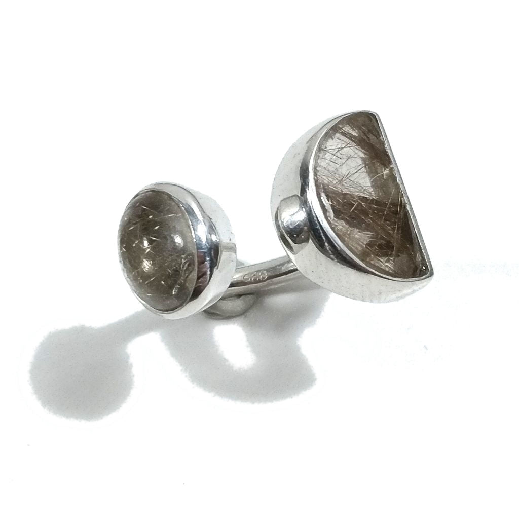 Handcrafted RING in 925 silver with rutilated quartz