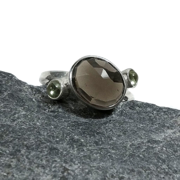 ANELLO artigianale in argento 925 con pietra - LUCY