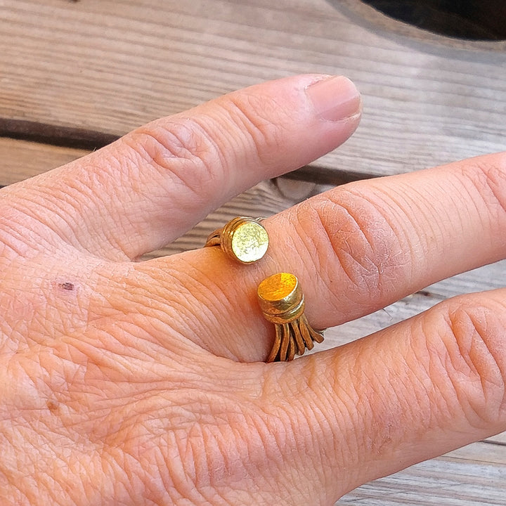 Anello fascia ARI in ottone ANELLO artigianale con pietra | ANELLI artigianali