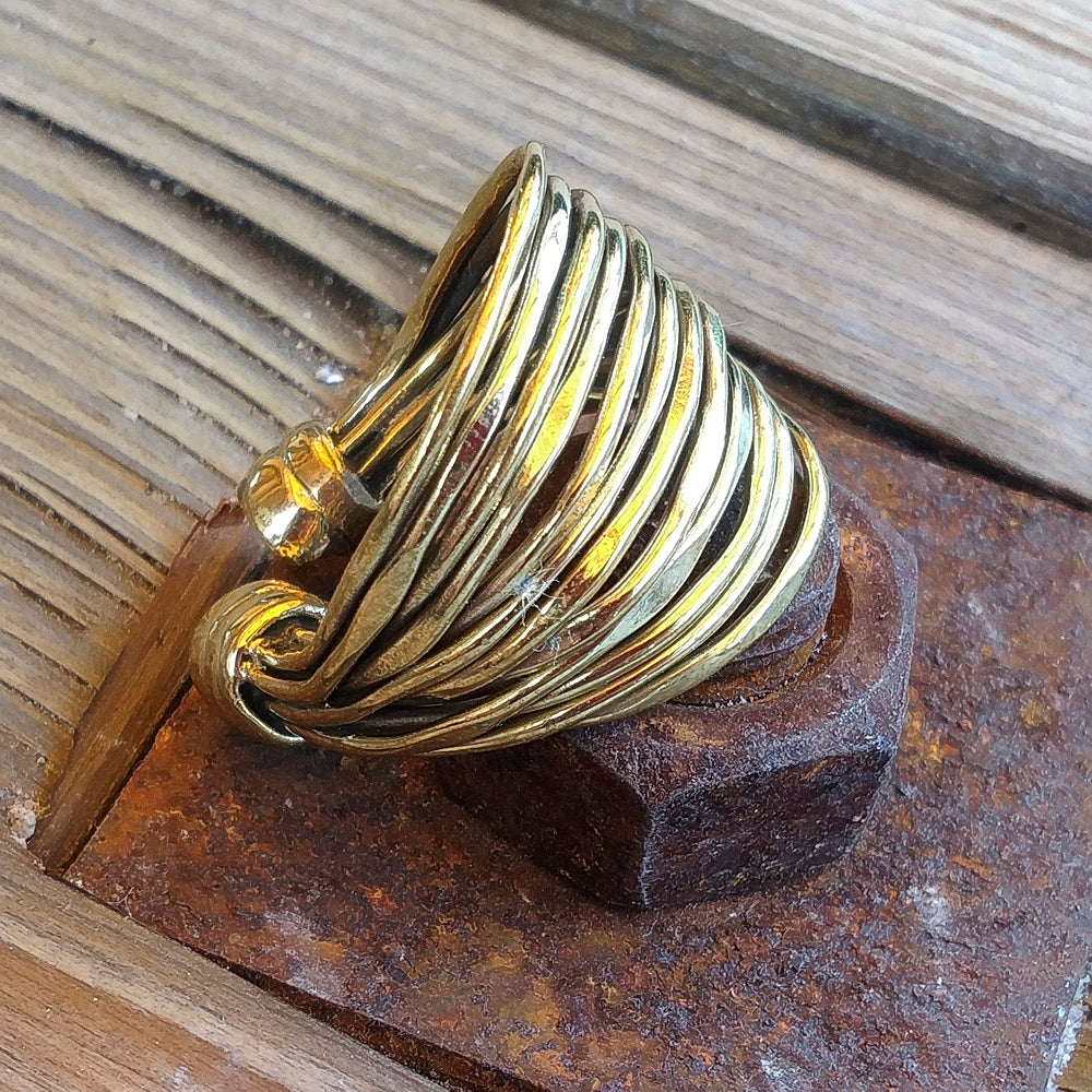 Anello fascia ARI in ottone ANELLO artigianale con pietra | ANELLI artigianali