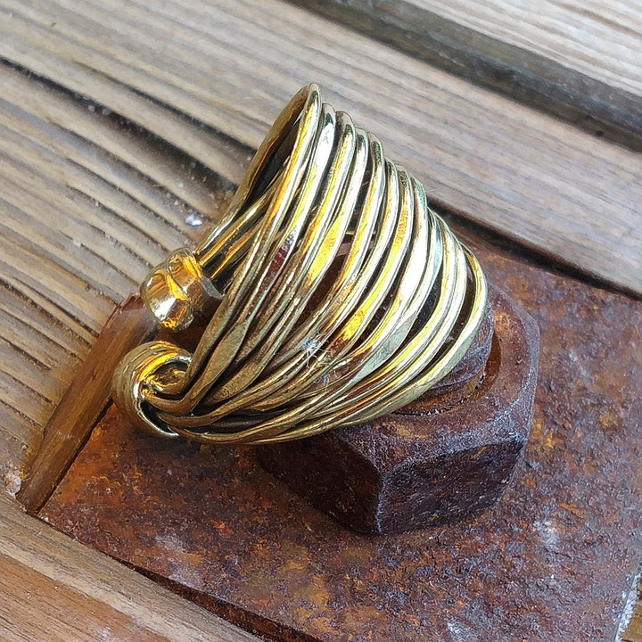 Anello fascia ARI in ottone ANELLO artigianale con pietra | ANELLI artigianali