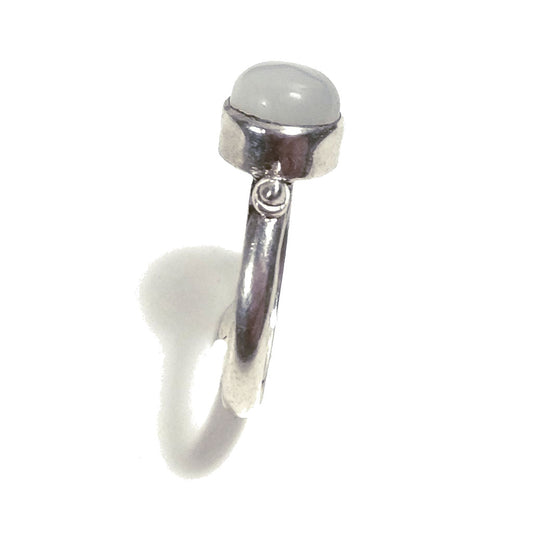 ANELLO artigianale in argento 925 con Corniola, Pietra di luna – laterale