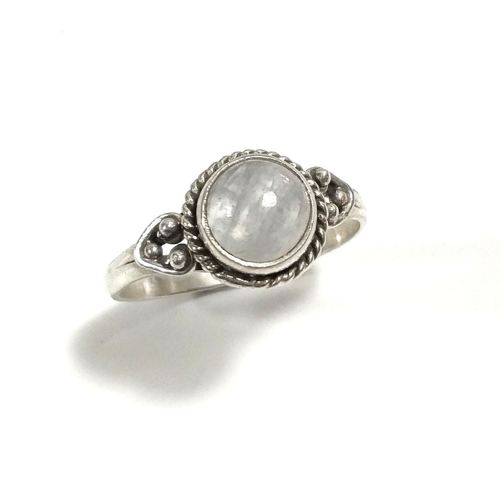 ANELLO artigianale in argento 925 con Granato, Pietra di luna | GIOIELLI CON PIETRE