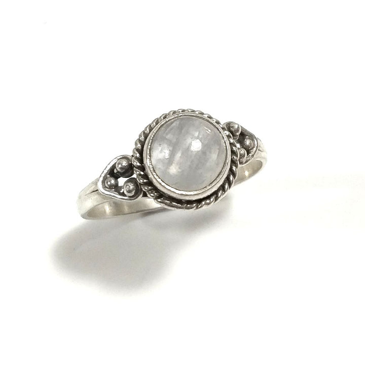 ANELLO artigianale in argento 925 con Granato, Pietra di luna | GIOIELLI CON PIETRE