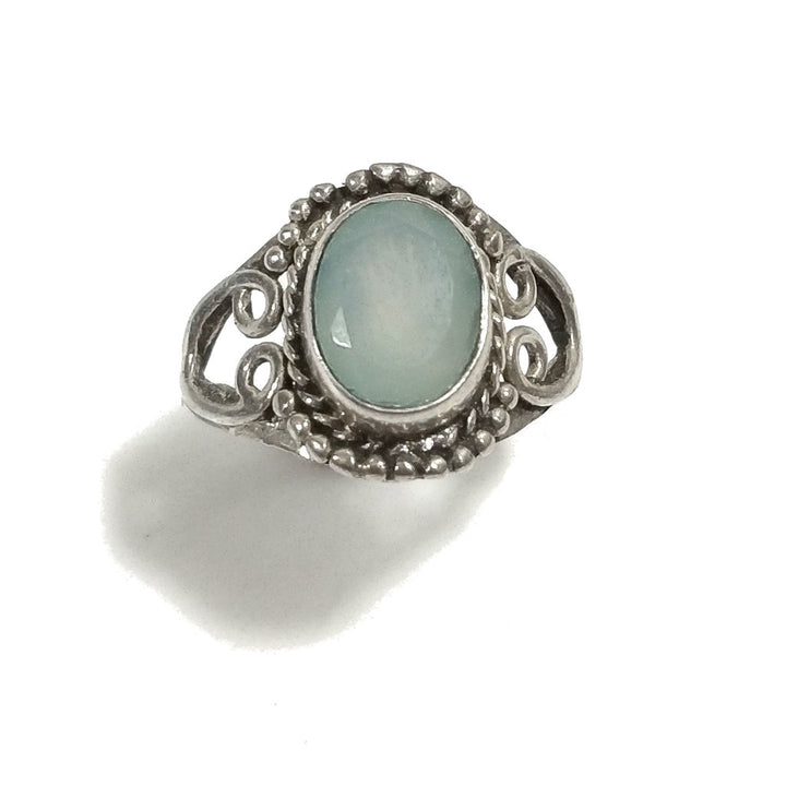 Handcrafted RING in 925 silver with Garnet, Chalcedony