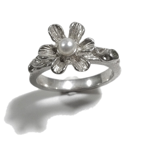 925 silver stone ring with Pearl, Moonstone | FLOWER