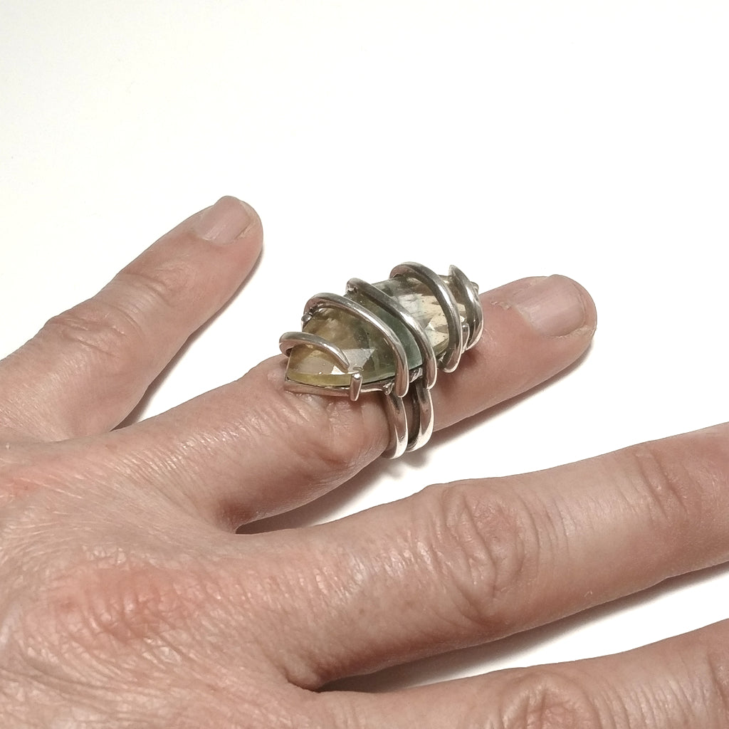 ANELLO artigianale in argento 925 con Flourite | GIOIELLI IN ARGENTO
