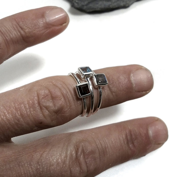 Anello DADO sovrapponibile in argento 925 con pietra